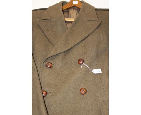 British Army Officers Greatcoat, "British Warm" pattern. Leather football buttons. Made by "Allkit Ltd" of Cambridge Circus W