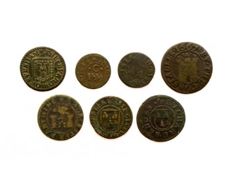 17th Century Tokens, Worcestershire, Worcester Richard Bedoes 1659, Worcester Farthing 1667 Town Issue, Worcester Will Swift 