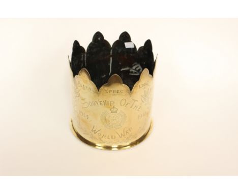 WW1 trench art German cannon shell case made by Polte, September 1917 Magdeburg, approx 220ml. Inscribed Souvenir of the Worl
