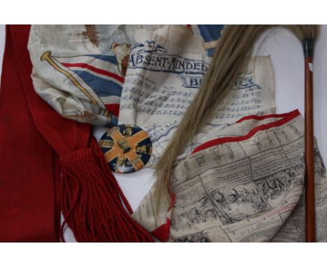 Boer War interest: Three printed silk patriotic scarves, including the British Bulldog desgn of "Steadfast and True" plus a N