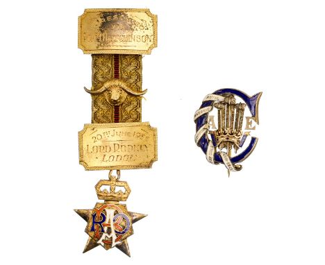 The Royal Masonic Institution for Girls 1788-1858 enamel white metal/gilt brooch R.R.O.B silver gilt jewel (2)