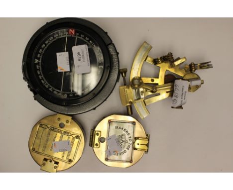 WW2 British RAF Air Ministry marked P8 Aircraft Compass. The P8 was used in Spitfires. Along with two modern brass compasses 