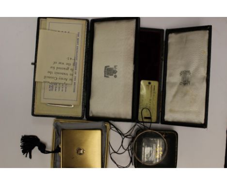 Ladies Powder Compact with enamel badge to front "Industrial College of the Armed Forces" (USA) In cloth cover with cardboard