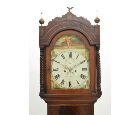 19th century mahogany-cased 8 day long case clock, G. Lane, Bristol, the named 12-inch break-arched Roman dial with subsidiar