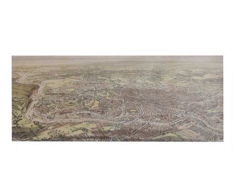 Edward Colston Lavars (1842-1917) - Late 19th century coloured lithograph - 'Bird's Eye View of Bristol', Jubilee Year 1887, 