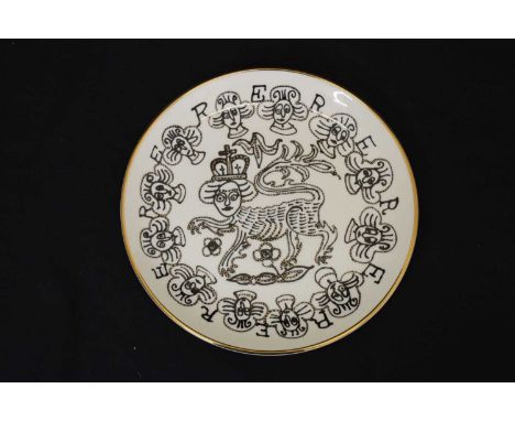 After Sir Grayson Perry RA (b.1960), glazed porcelain plate, 'Lion Queen', 2022, printed marks, 21.5cm diameterBased on the '