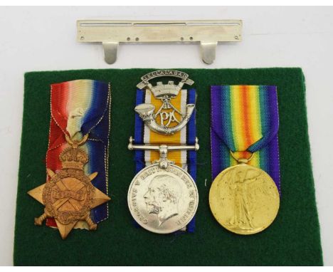 First World War medal trio awarded to Private. A.G. Davis, Somerset Light Infantry comprising; War Medal, Victory Medal and 1