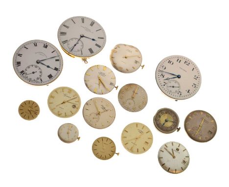 Assorted pocket and wristwatch movements to include; two Lady's Omega watch examples, one with gilt baton hour markers, the o