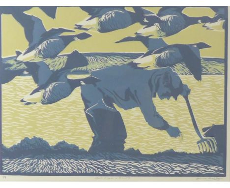 After Bruce Pearson (British, b. 1950): Bait digger and Brents limited edition relief print, signed, titled and numbered '1/9