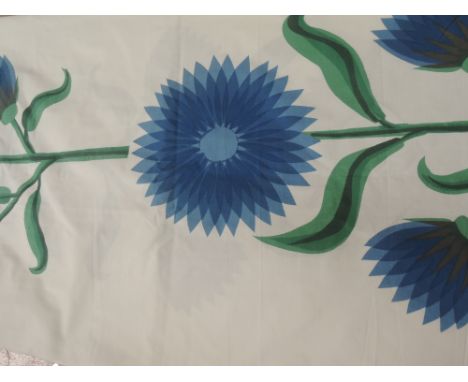 Large lot of vintage 1960s fabric with bright bold daisy print.selvedge has initials 'EW', thought to stand for Edinburgh wea