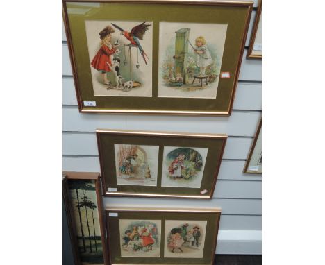 Six prints, childrens book illustrations, late 19th century, each approximately 8in x 6in