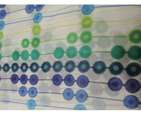 A good length of vintage fabric. bold print in blue, green and purple.