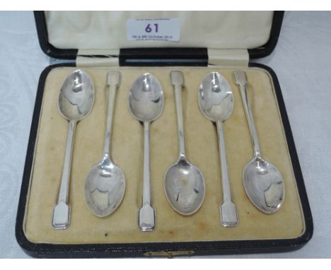 A set of six silver teaspoons of architectural form, Sheffield 1933, C W Fletcher &amp; Son Ltd