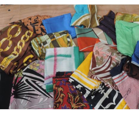 Large collection of vintage headscarves including Jaeger, Rodier and similar.