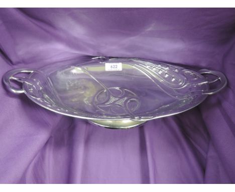 A plated Art Nouveau oval centrepiece/dish by W.M.F. with Lily of the Valley and Celtic decoration