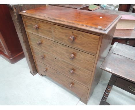 A Victorian mahogany chest of two short and three long drawers on bracket feet