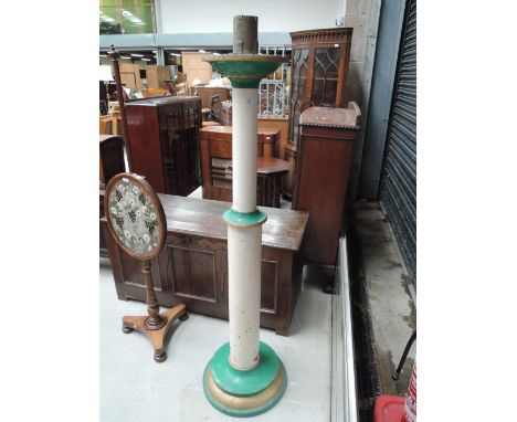 A vintage treen painted pedestal