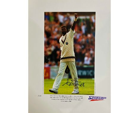 Curtly Ambrose signed limited edition print with signing photo Regarded as a giant of the game in every sense, Curtly Ambrose