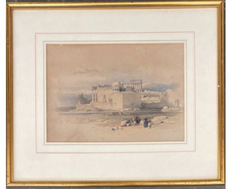 After David Roberts (1796-1864), 'Lesser Temple of Baalbec, May 5, 1859', 19th century lithograph, looking towards Mount Leba