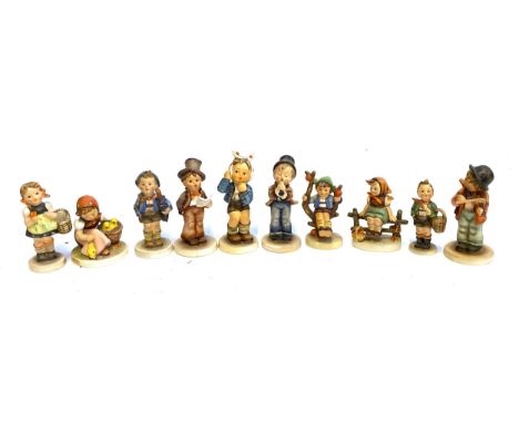 Ten 20th century German Goebel bisque china figurines, tallest approx 14cmH