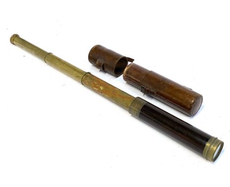 A naval four drawer telescope by Chrichton, 112 Leadenhall St, London, inscribed E. D. Atkinson, fitted in leather case