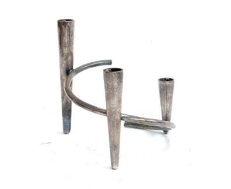 A Dragsted, a silver plated Danish three socket candlestick, 10cmH