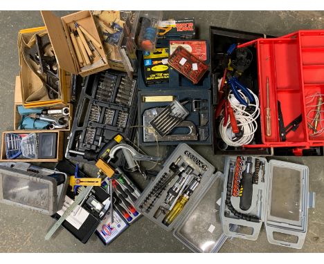 A quantity of tools to include nut splitters, clamps, cased screwdrivers and heads, etc