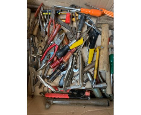 A quantity of vintage tools, to include hammers, mole grips, various spanners, etc