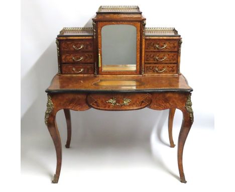 A good 19thC. French walnut 'Bonheur Du Jour' writing desk with gilt bronze fittings, 1248mm high x 1018mm wide x 580mm deep 