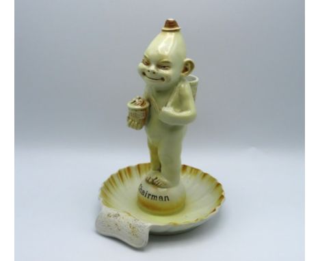A Royal Staffordshire Wilkinson "Chairman" vesta holder, match strike & ashtray figure, 268mm tall