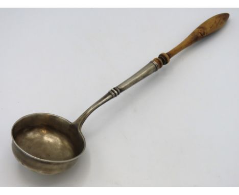 A good Russian silver ladle stamped 84 silver standard, what appears to be an Imperial cipher town mark & boxed A.C over 1840