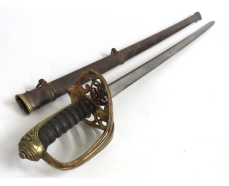A British Victorian S. J. Pillin, Gerrards, Soho, London officers dress sword & scabbard, faults to wiring on shagreen handle