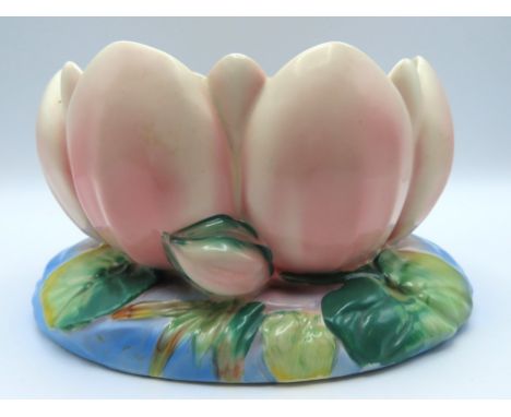 A pink Clarice Cliff pottery no. 973 lily pad, no chips or restoration, 226mm wide