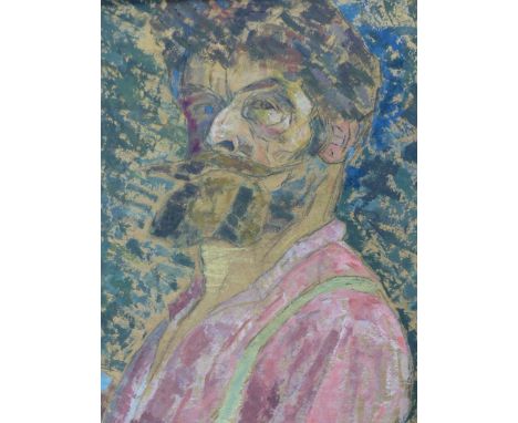 EARLY 20th.C.ENGLISH SCHOOL.   PORTRAIT OF A GENTLEMAN REPUTEDLY OF HENRI DOUCET, GOUACHE ON CARD.   88 x 74cms.