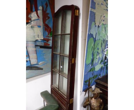 A CONTINENTAL CARVED AND GLAZED MAHOGANY TALL FOUR PANEL FLOOR SCREEN, EACH PANEL WITH EIGHT GLAZED PANES., EACH PANEL.   224