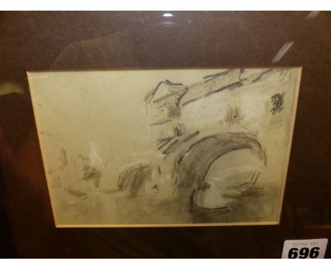 HERCULES BRABAZON BRABAZON.   (1821-1906)   ARCHITECTURAL STUDY, INITIALLED PENCIL.   10 x 15cms.