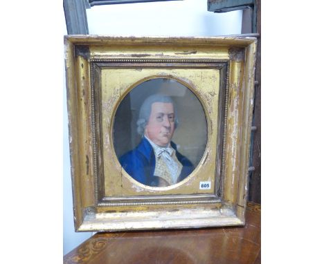 LATE 18th.C.ENGLISH SCHOOL.   AN OVAL PORTRAIT OF A GENTLEMAN BELIEVED TO BE Dr. WALL OF WORCESTER, PASTEL.   30 x 26cms.