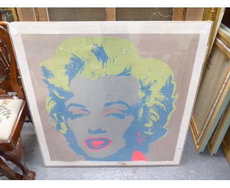 AFTER ANDY WARHOL.   PORTRAIT OF MARILYN, COLOUR PRINT.   92 x 91cms.