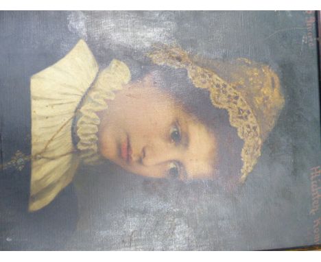 H.RICHTER.  CONTINENTAL 19th.C.   PORTRAIT OF A YOUNG GIRL, SIGNED AND LOCATED ROME, OIL ON CANVAS.   34.5 x 25cms.
