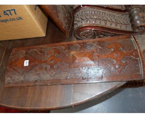 A GROUP OF 19th.C.CARVED OAK ARCHITECTURAL ELEMENTS.  (QTY)