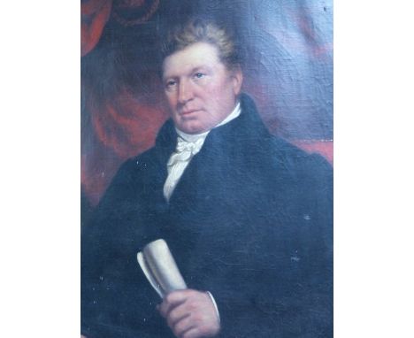 EARLY 19th.C.ENGLISH SCHOOL.   PORTRAIT OF A BARRISTER, OIL ON CANVAS.   94 x 77cms.
