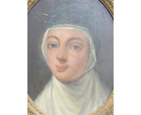 OLD MASTER OVAL PORTRAIT OF A LADY, OIL ON PANEL.   26 x 21cms.