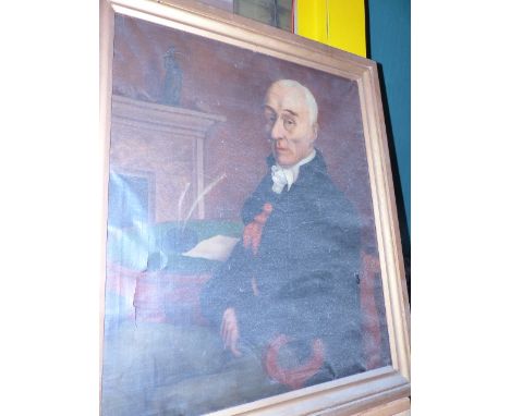 EARLY 19th.C.ENGLISH SCHOOL.   PORTRAIT OF A SEATED GENTLEMAN, OIL ON CANVAS.   80 x 67cms.