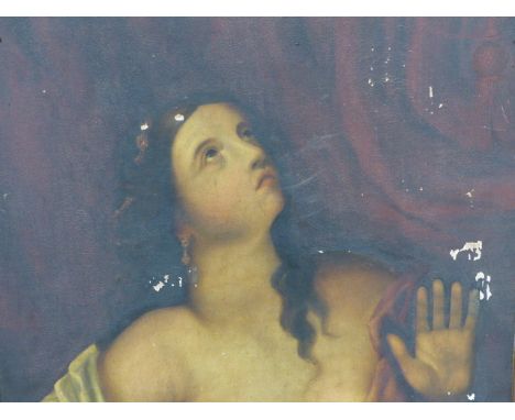OLD MASTER SCHOOL.   PORTRAIT OF A CLASSICAL MAIDEN, OIL ON CANVAS.   87 x 75cms.
