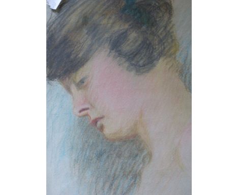 BERTRAM PRANCE.  (1889-1958)  A PORTRAIT OF A YOUNG LADY, SIGNED PASTEL.   38 x 26cms.