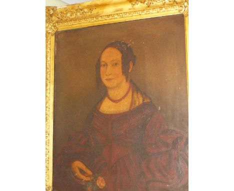 MID 19th.C.ENGLISH SCHOOL.   PORTRAIT OF A LADY, OIL ON CANVAS.   75 x 62cms.
