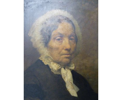 L.HORAVIK?  CONTINENTAL 19th.C.   PORTRAIT OF A LADY WEARING A BONNET, SIGNED AND DATED 1862, OIL ON PANEL.   32.5 x 24cms.