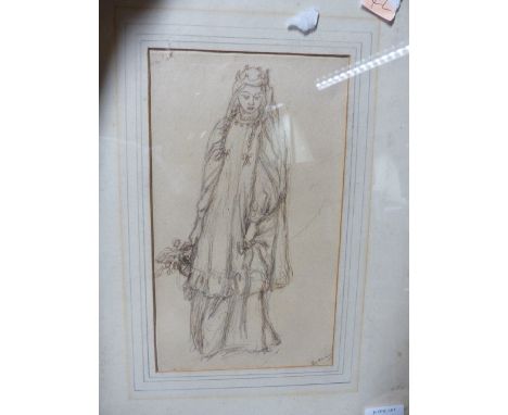 ATTRIB. TO ERNEST PROCTER. (1886-1935)   PORTRAIT OF A GIRL, PENCIL DRAWING.    35 x 35cms. TOGETHER WITH REGINALD HALLWARD. 