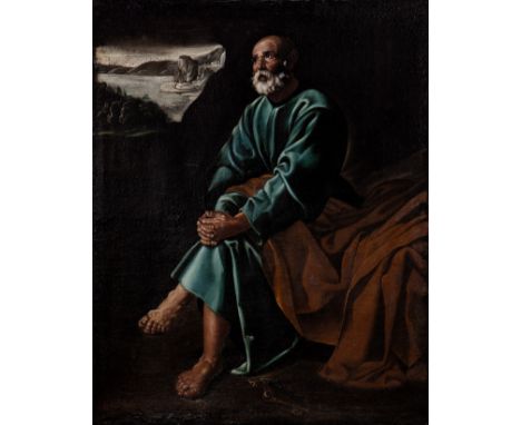 Circle of DIEGO VELÁZQUEZ (Seville, 1599 - Madrid, 1660), first half of the 17th century."Tears of Saint Peter".Oil on canvas