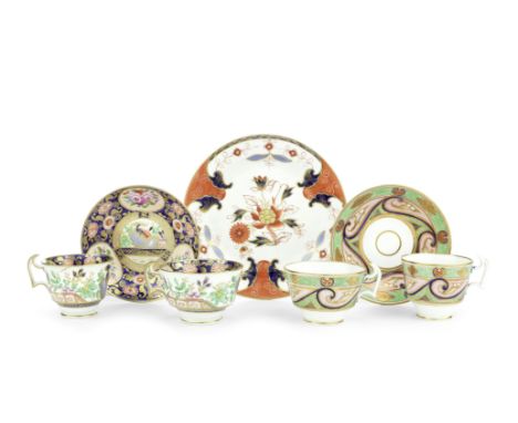 A group of Swansea 'Set Pattern' tea and coffee wares, circa 1815-17Comprising two teacups, coffee cups and saucers of patter